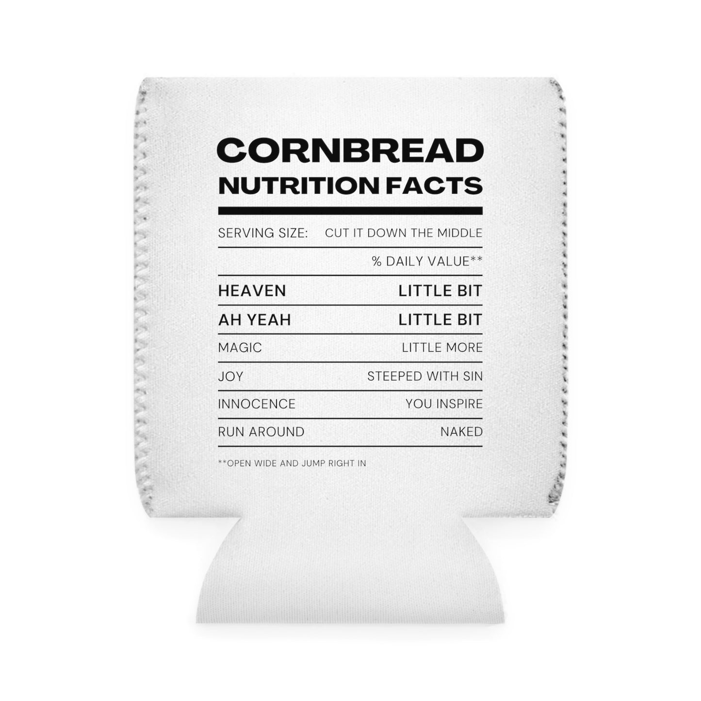 Cornbread Nutrional Facts DMB Can Cooler Sleeve