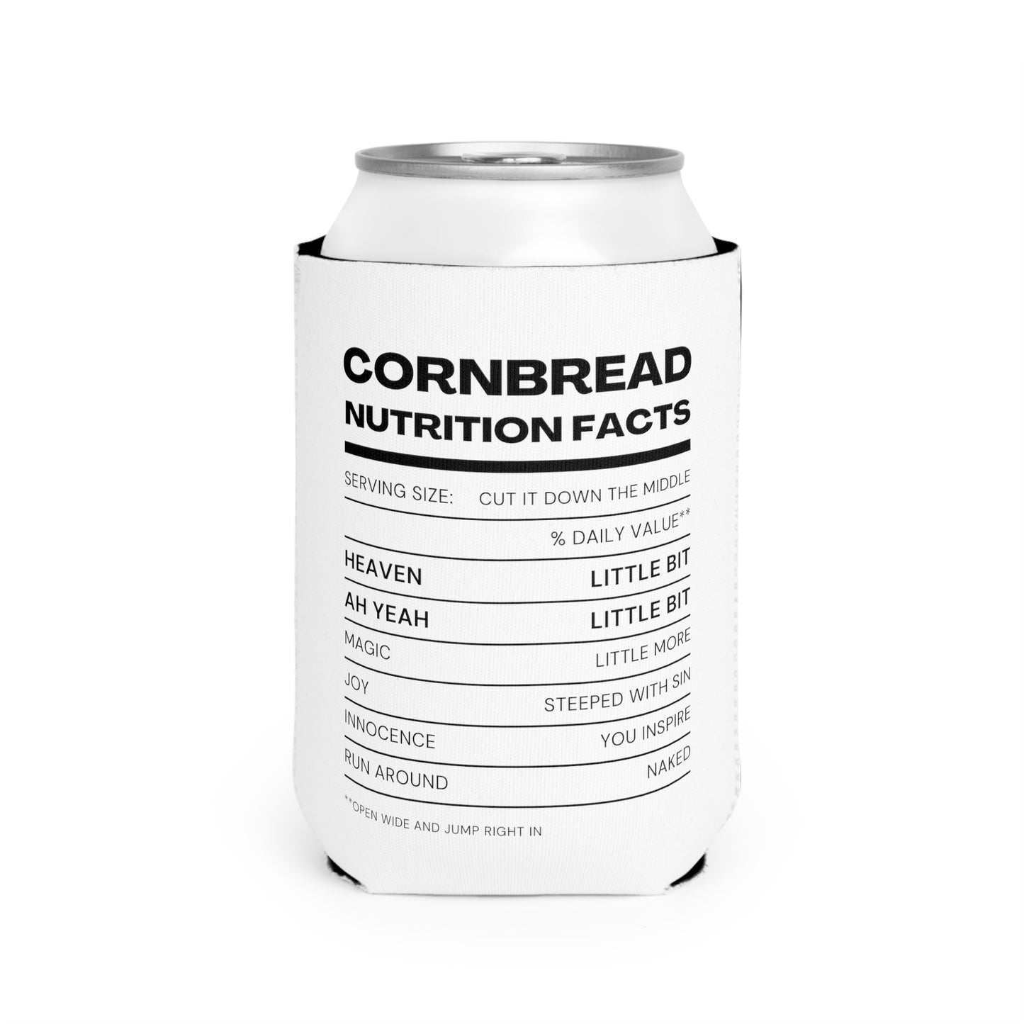 Cornbread Nutrional Facts DMB Can Cooler Sleeve